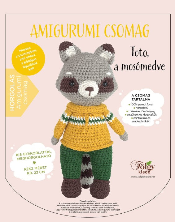 Amigurumi csomag - Toto, a mosómedve | Anyafonja.hu