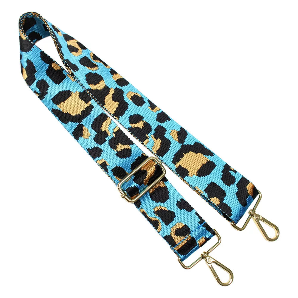 türkizkék leopárd mintás táskapánt, arany - 4 cm | Anyafonja.hu