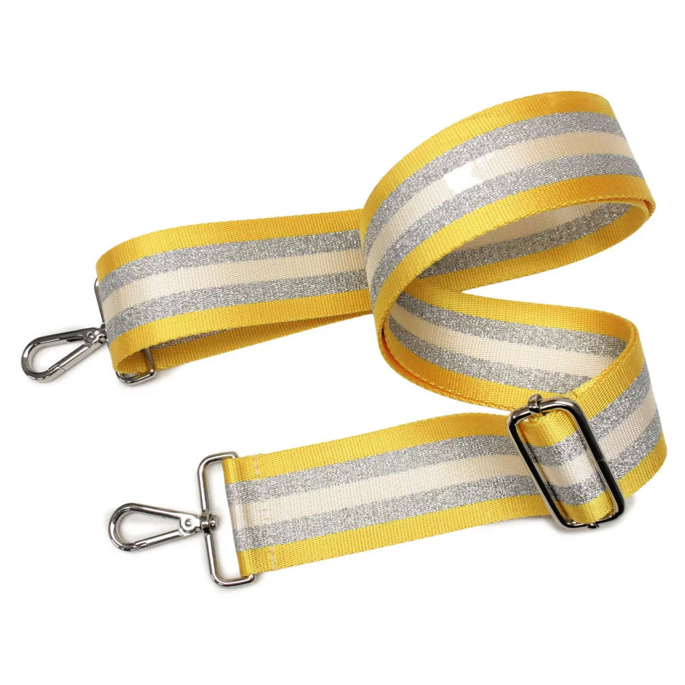Ezüst-sárga csíkos táskapánt nikkel - 5 cm | Anyafonja.hu