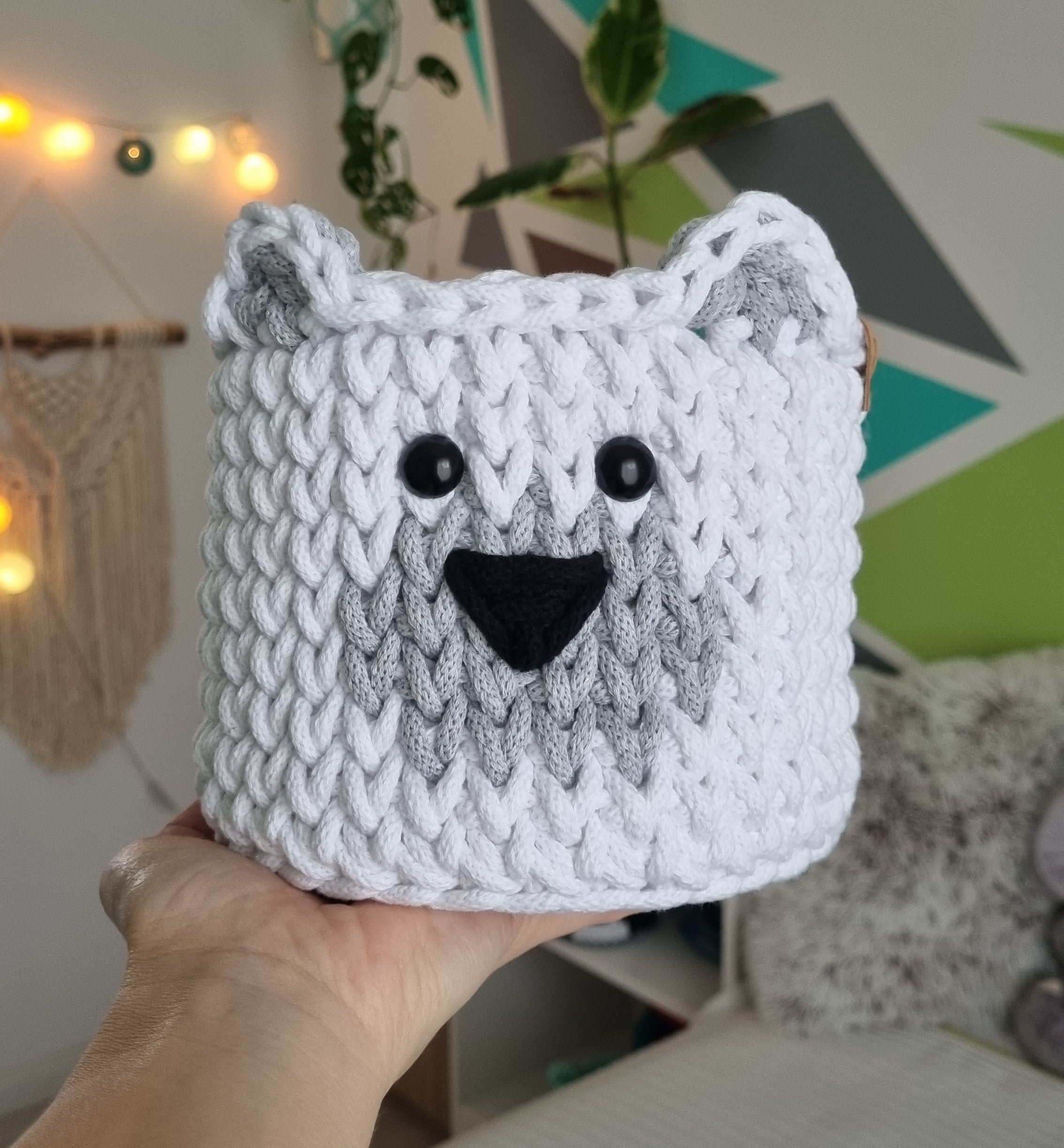 Horgolt maci tároló - kicsi | Anyafonja.hu