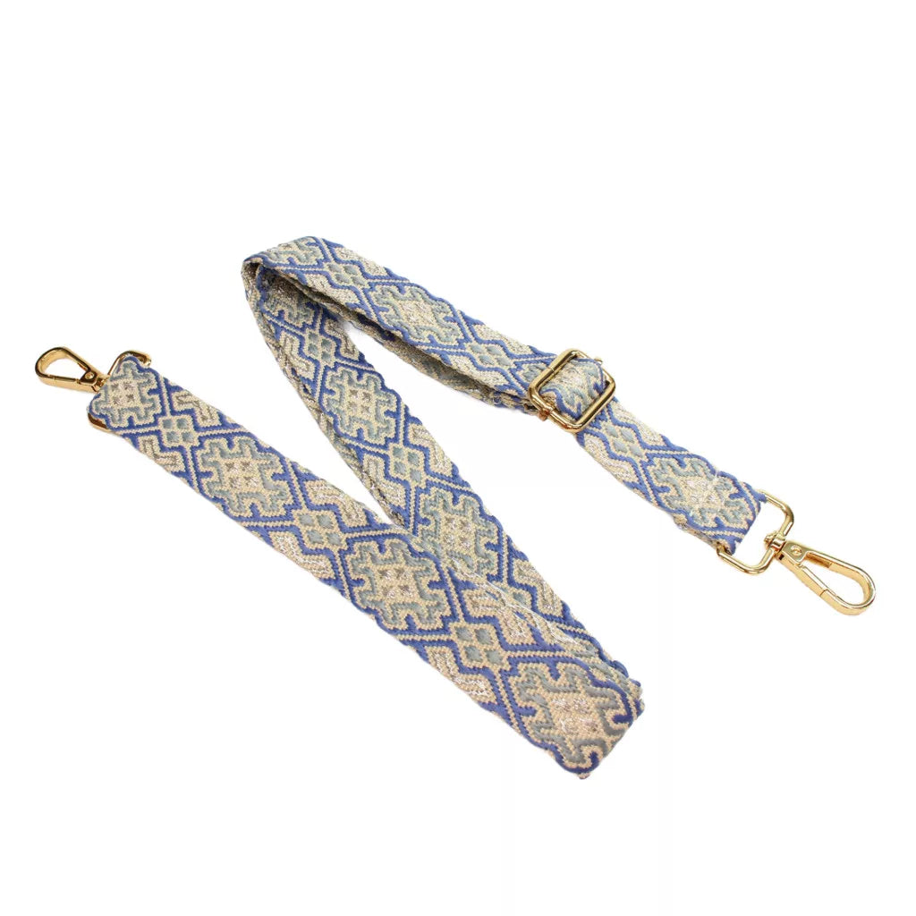 Mintás jacquard táskapánt – 25 mm, állítható, arany szerelékkel