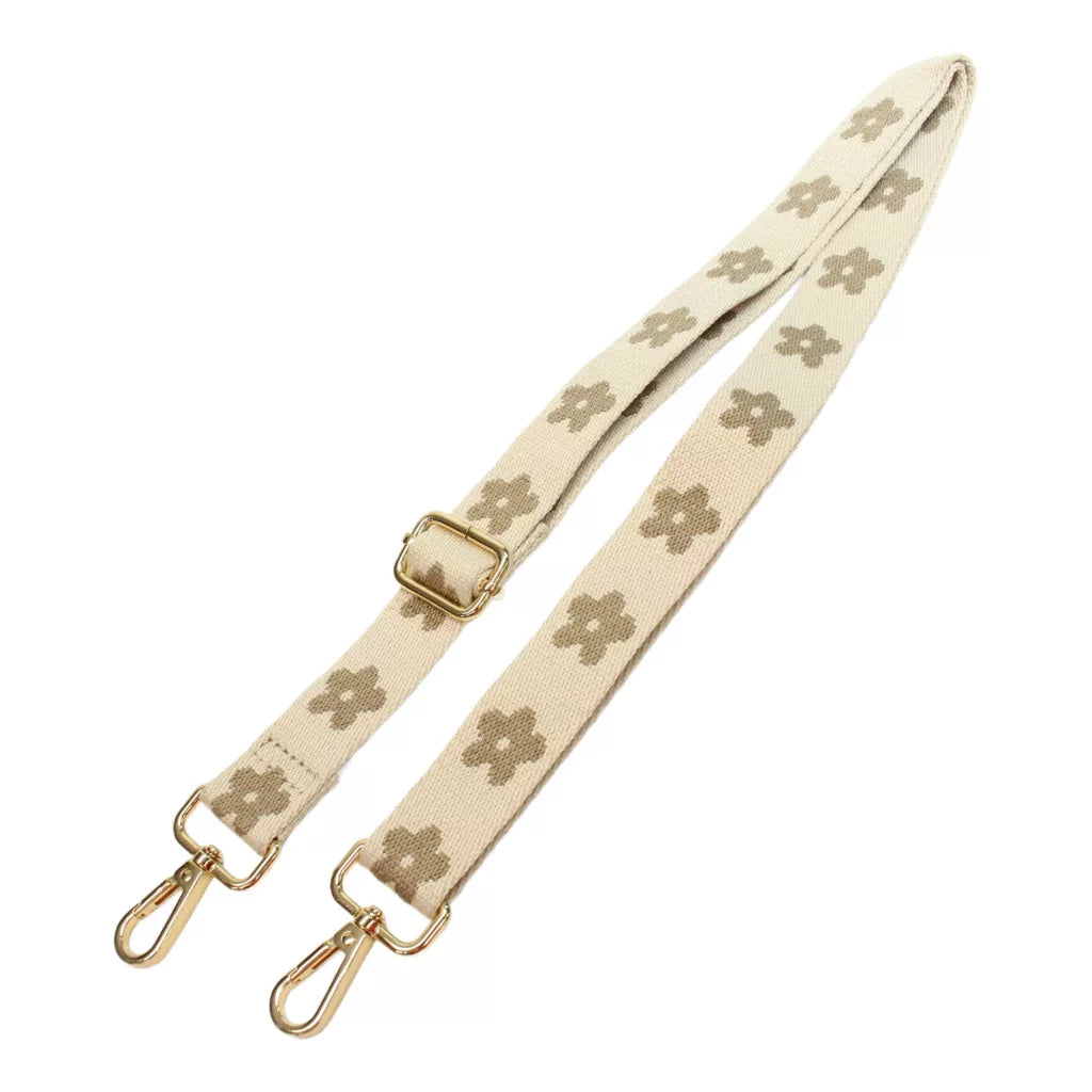 Mintás jacquard táskapánt – 25 mm, állítható, arany szerelékkel