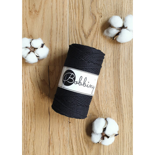 Bobbiny 3ply makramé fonal 3 mm - Fekete | Anyafonja.hu