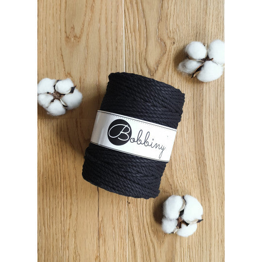 Bobbiny 3ply makramé fonal 5 mm - Fekete | Anyafonja.hu