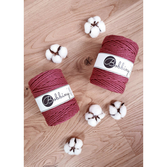 Bobbiny 3ply makramé fonal 5 mm - Vadrózsa | Anyafonja.hu