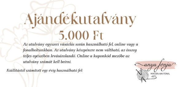 Ajándékutalvány 5000 Ft értékű