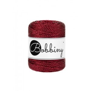 Bobbiny 3ply makramé fonal 3 mm METALLIC- Red